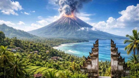 How far is Bali from the volcano eruption?